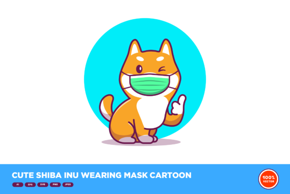 A Designer's Review: Cute Shiba Inu Wearing Mask Cartoon
