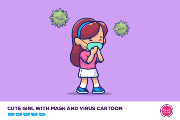 A Designer's Review of the Cute Girl with Mask and Virus Cartoon