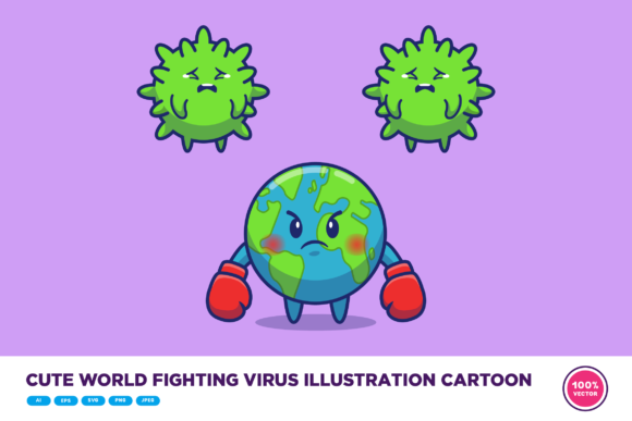 A Designer’s Look at the Cute World Fighting Virus Illustration