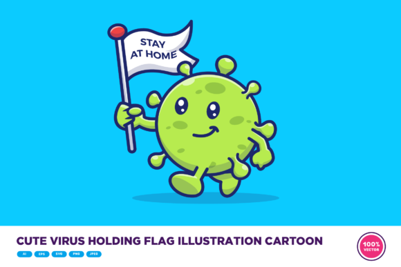 An Embroidery Designer's Review of Cute Virus Holding Flag Illustration